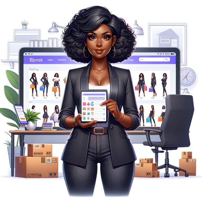 Professional Black Female E-Commerce Character | Unique Design
