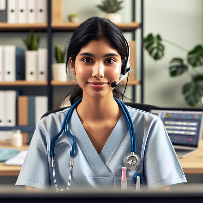 South Asian Female Nurse in Telehealth Session | Virtual Remote Monitoring