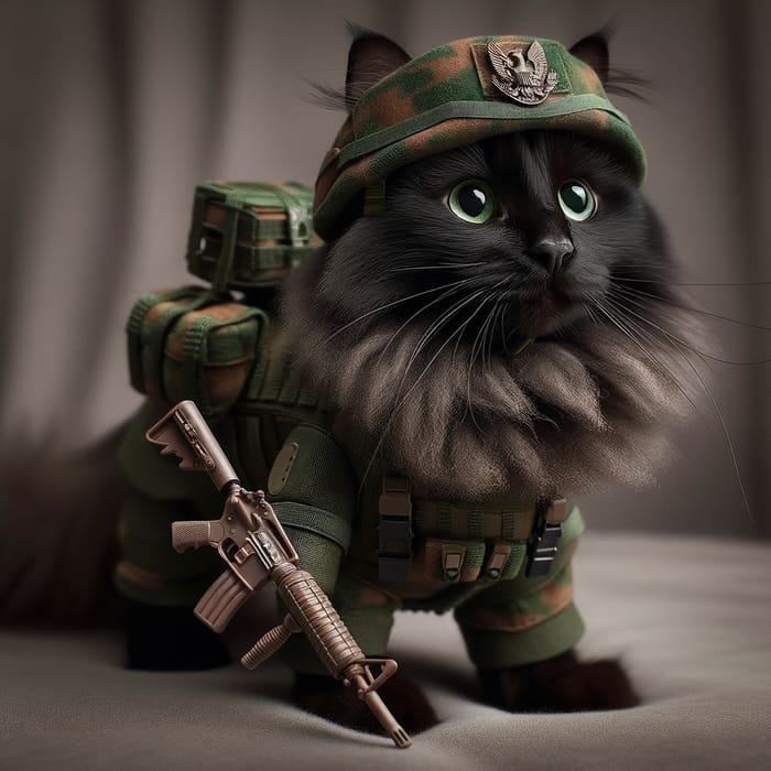 Brave Cat Soldier in Military Gear | Feline Combat Story