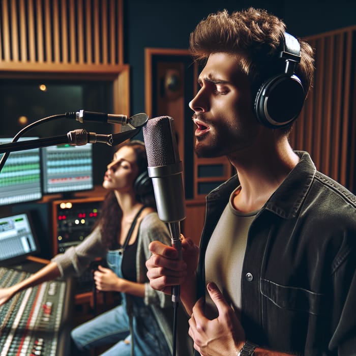 Passionate Singer in Recording Studio | Vocal Performance
