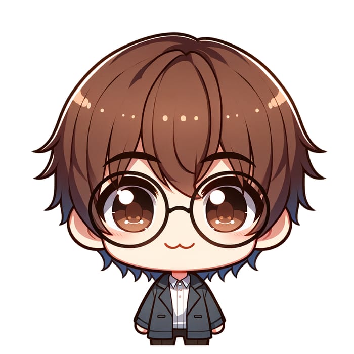 Cute Chibi Boy with Big Round Glasses | Simple Anime Style