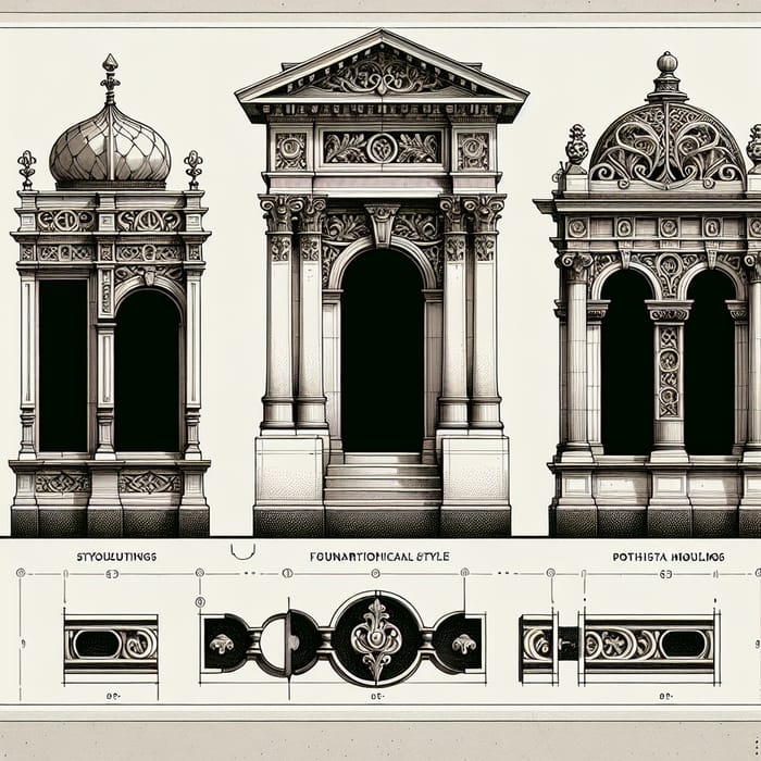 Viennese Architectural Elements in Geometric Style by Otto Wagner