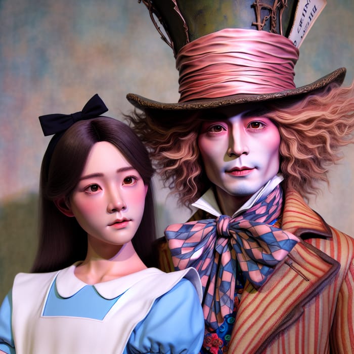 Jeon Jungkook and Kim Taehyung as Alice and Mad Hatter