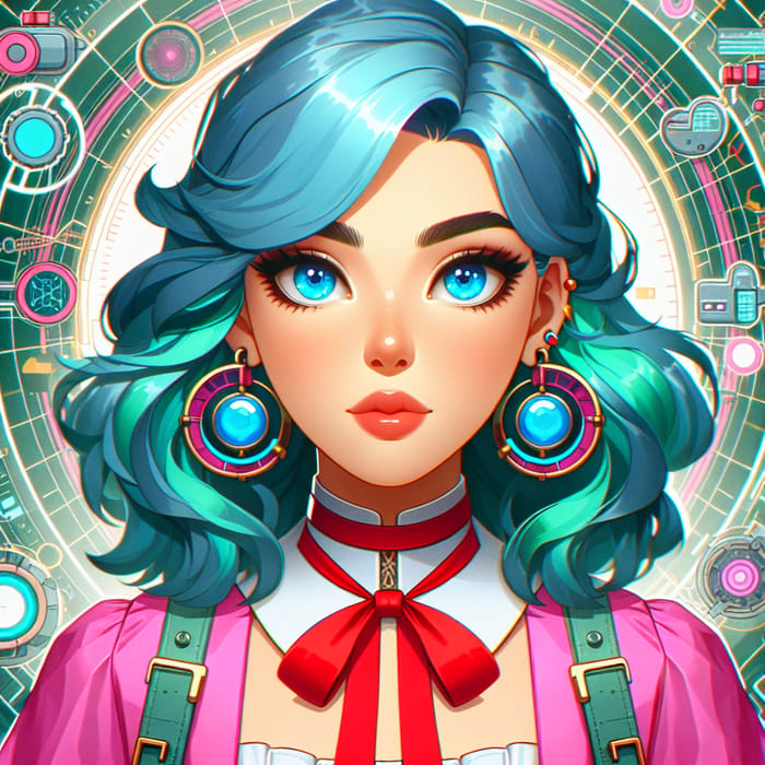 Create a Teal-Haired Woman Character with a Sense of Adventure
