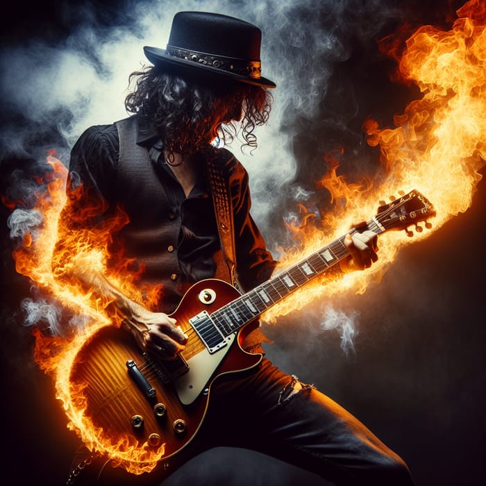 Slash Playing Intense Les Paul Guitar Solo in Flames