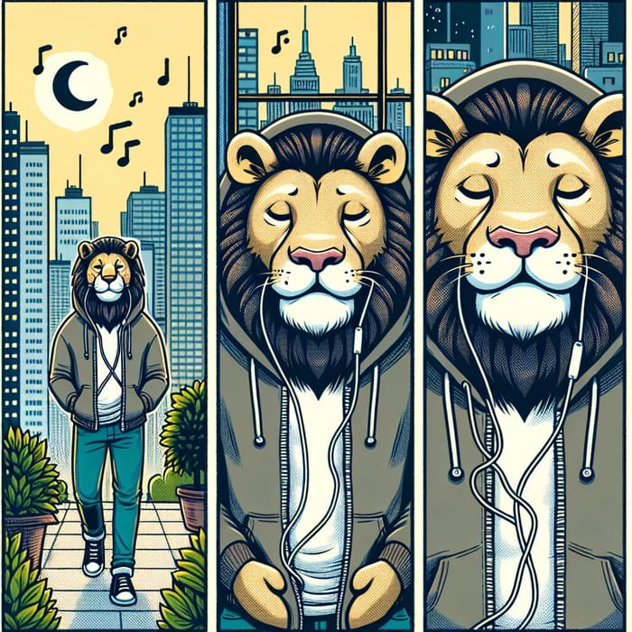 Laid-back Lion in the City: A Musical Comic Adventure