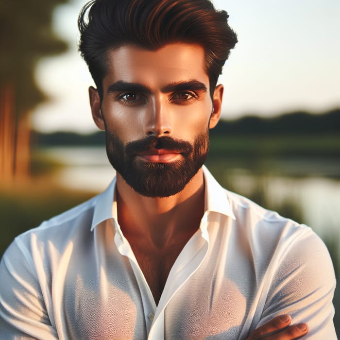 A Beautiful South Asian Man with Neat Beard and Brown Eyes