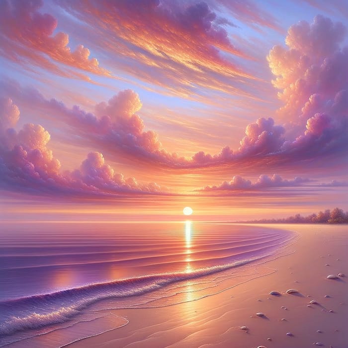 Tranquil Beach Sunset: Serene Landscape