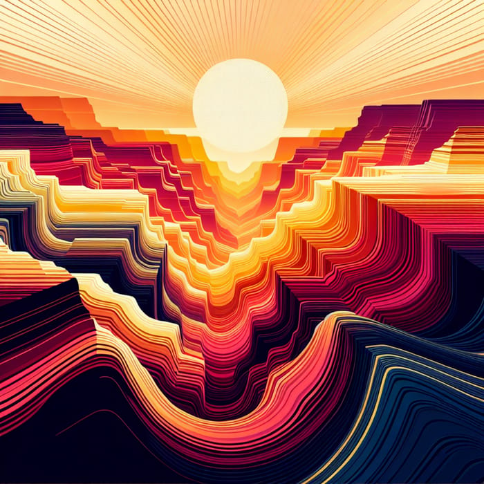 Abstract Sunset over Grand Canyon | Geometric Color Transition