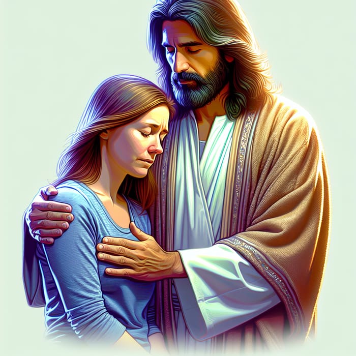 Jesus Comforting Woman in Pixar Style | Emotional Religious Scene