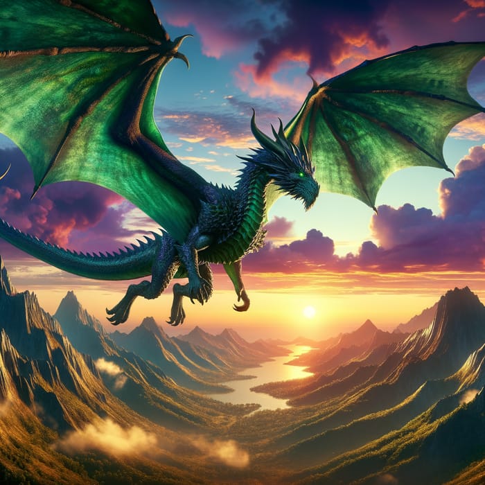 Majestic Dragon Soaring in Vibrant Sky | Stunning Imagery