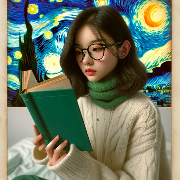 Curious Girl in Retro Ghibli Style Art | Vintage Whimsy & Intellect