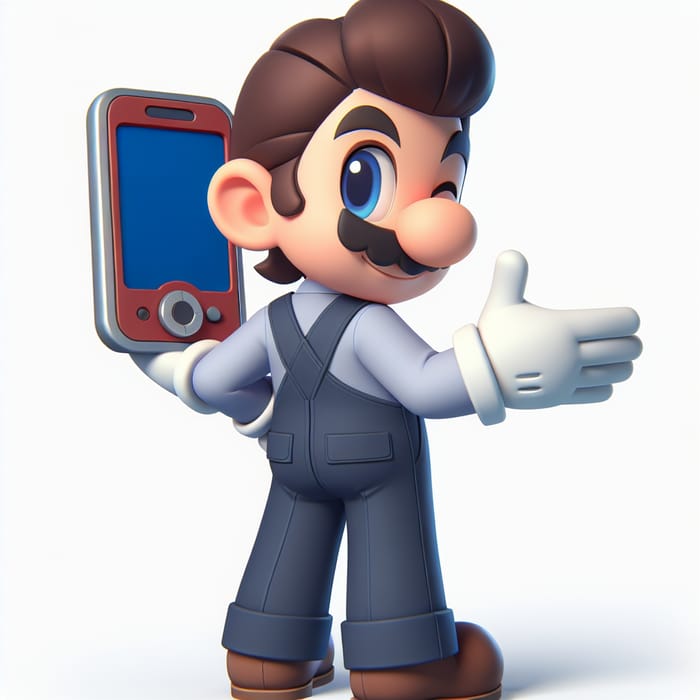 Animated Young Man with Oversized Head Carrying Huge iPhone - 2D Cartoon Design