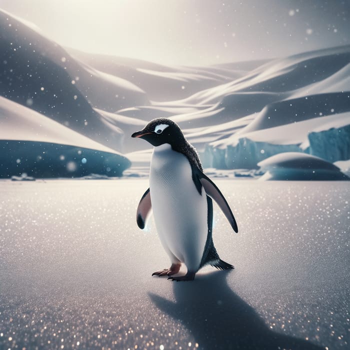 Adorable Penguin Waddling on Ice