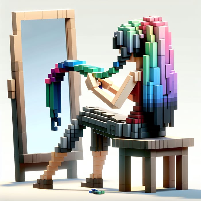 Roblox Woman Braiding Her Hair: Colorful Avatar | Virtual World