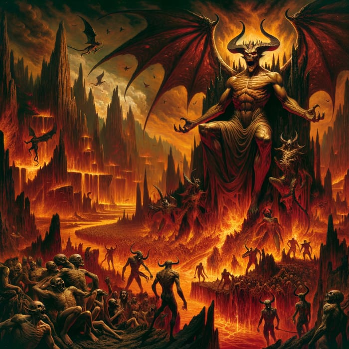 Lucifer's Reign in Hell with His Legion of Demons