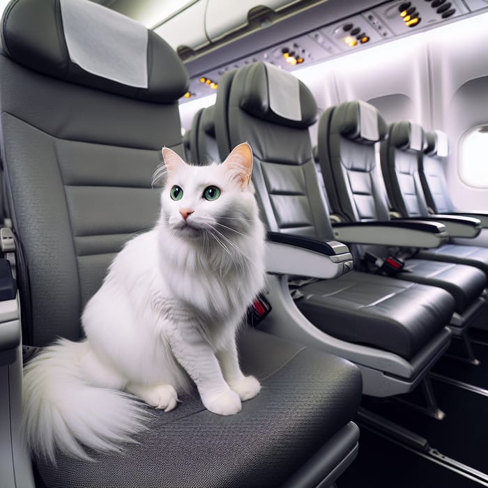White Cat on Plane | Comfortable Journey Experience