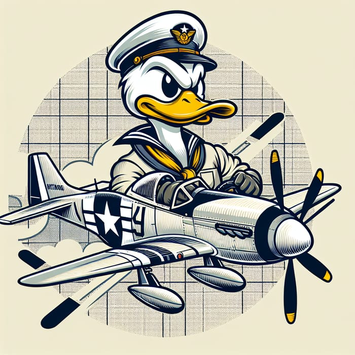 Retro P-51 Mustang Airplane Pilot Duck Character