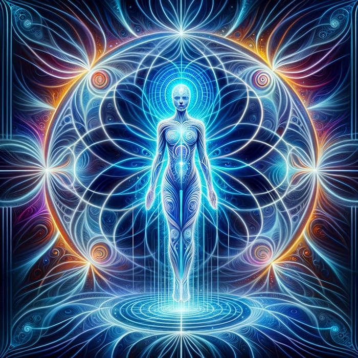 Ethereal Love: Glowing White Aura & Vibrant Blue Energy