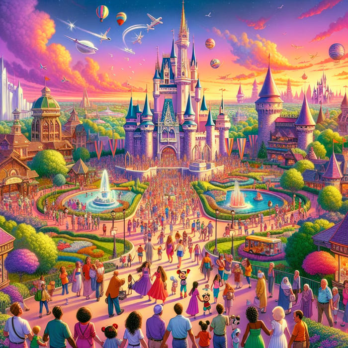 Vibrant Walt Disney World Resort Illustrations for Magical Memories
