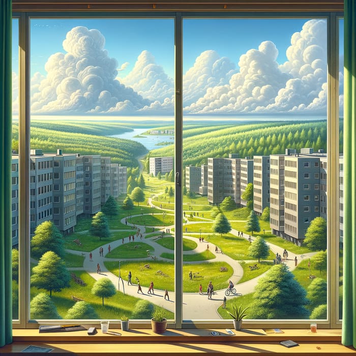 Hatleberg Studentboliger Window View: Modern Architecture & Greenery