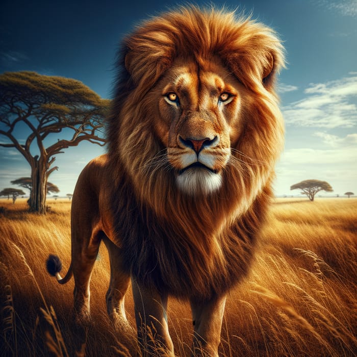 Magnificent Lion in Savanna | Wildlife Photography