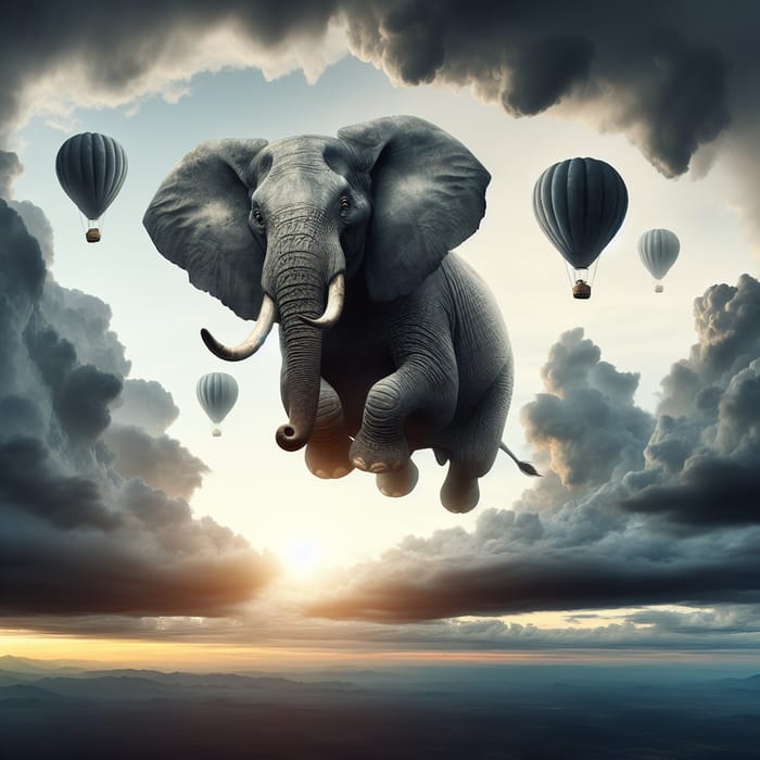 Flying Elephant - Magical Scene in the Sky
