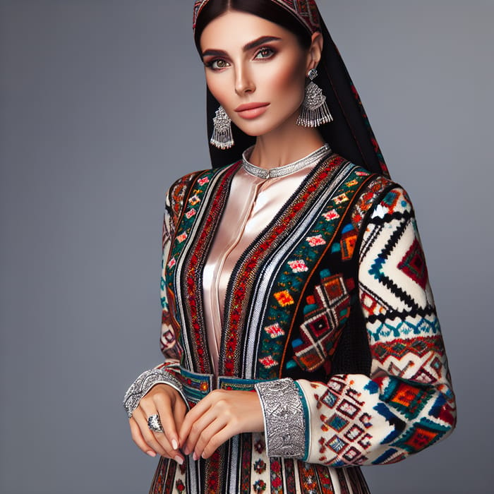 Stylish Modern Tatar Woman in Traditional Attire