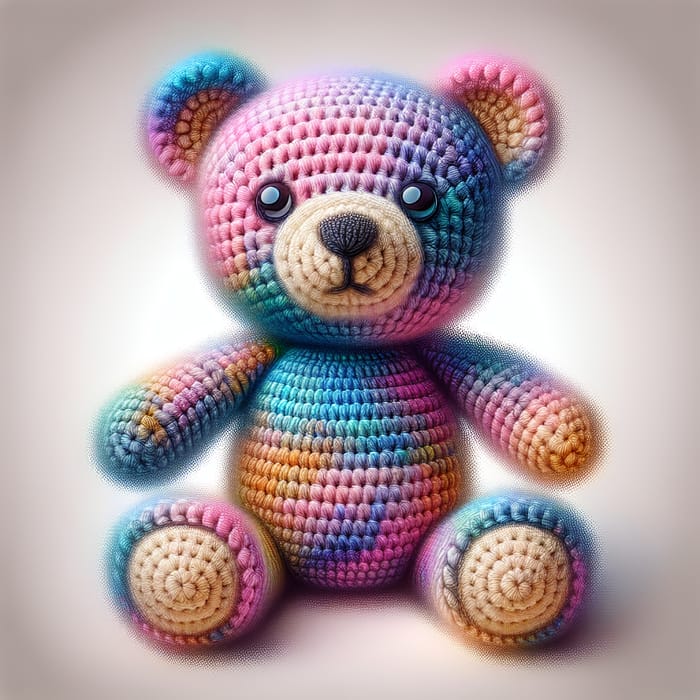 Amigurumi-Inspired Crocheted Bear | Vibrant Colors, Intricate Details