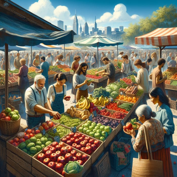 Colorful Farmer's Market: Fresh Food & Vegetables Galore
