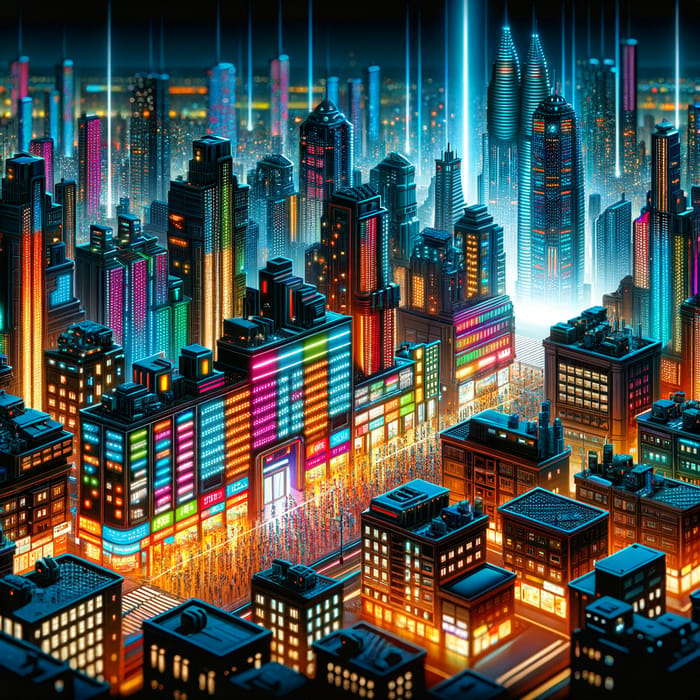 Neon Cyberpunk Cityscape with Tilt-Shift Miniature Effect | AI Art ...