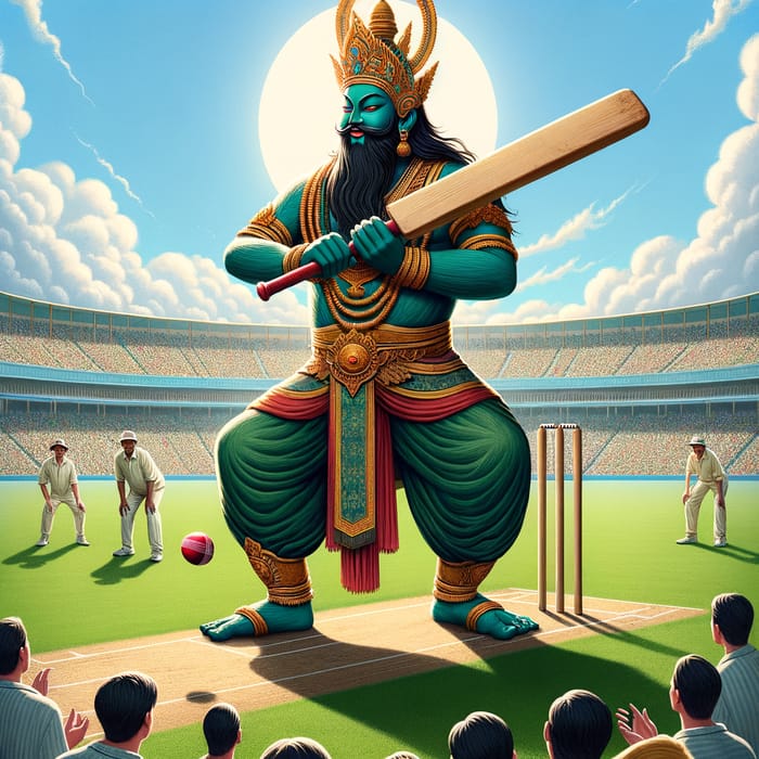 Lord Krishna Playing Cricket - Divine Entity in Action