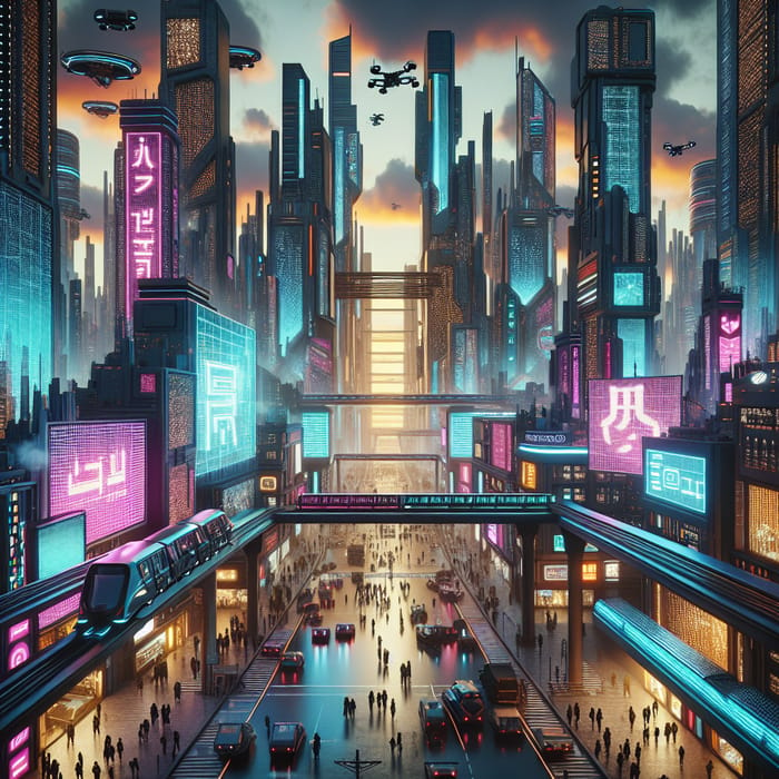 Futuristic Cityscape: Cyberpunk Urban Adventure