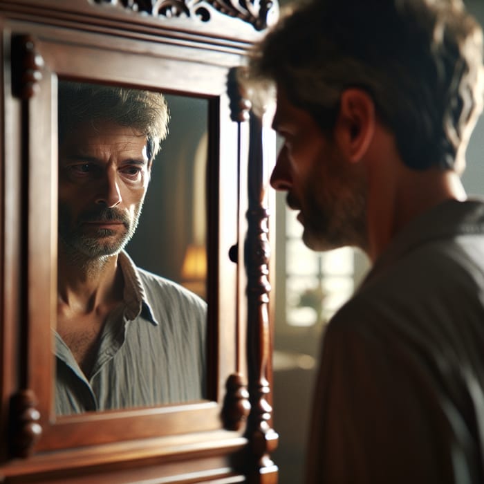 Self-Conscious Reflection: Introspective Image of Middle-Eastern Man