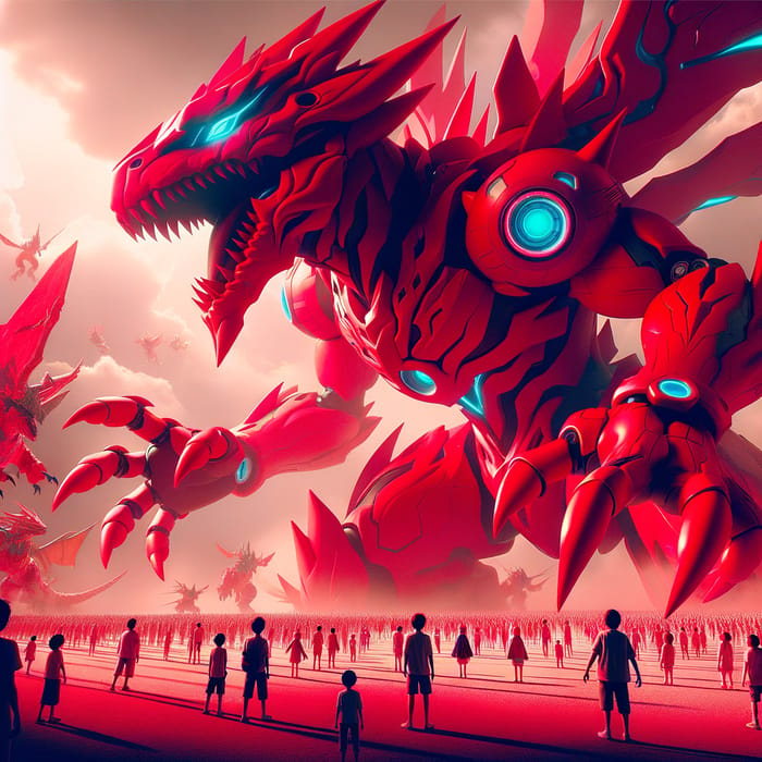 Giant Red Digimon Overwhelming Scene