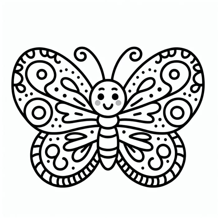 Playful Butterfly for Kids Coloring | Classic Children's Book Style