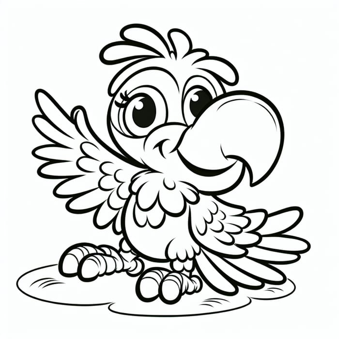 Playful Parrot Coloring Page for 7-Year-Olds | Classic Children's Style