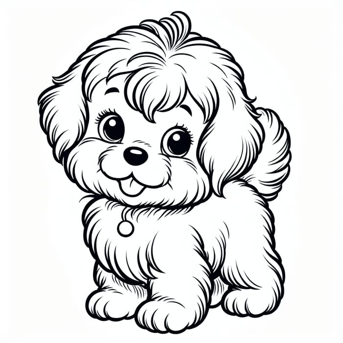 Cute Dog Coloring Page - Classic Illustration for Kids