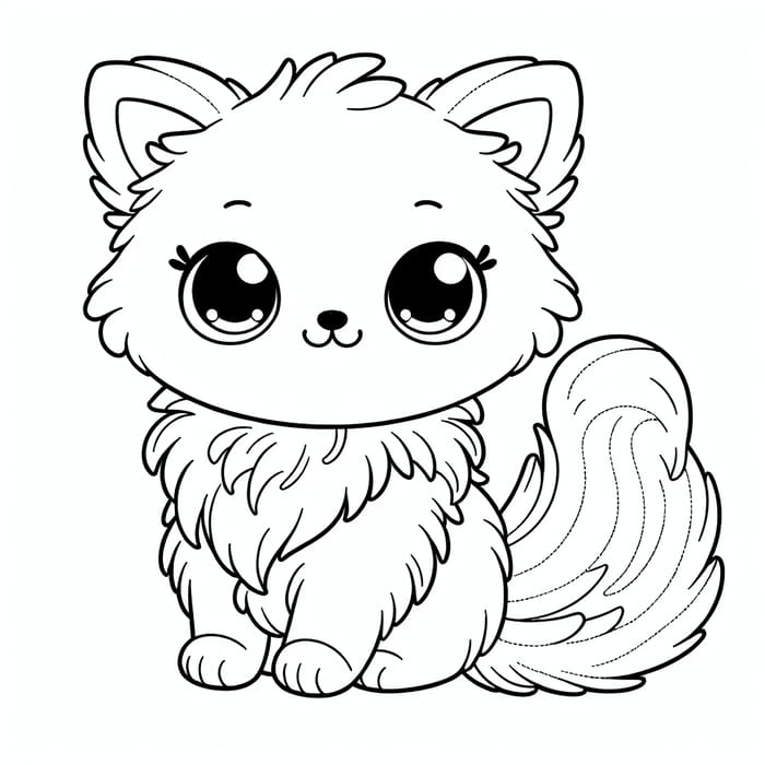 Adorable Cat Coloring Image for 6-Year-Olds | Kids Coloring Activity