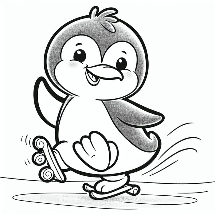 Classic Cartoon Penguin for Kids Coloring - Vintage Illustration
