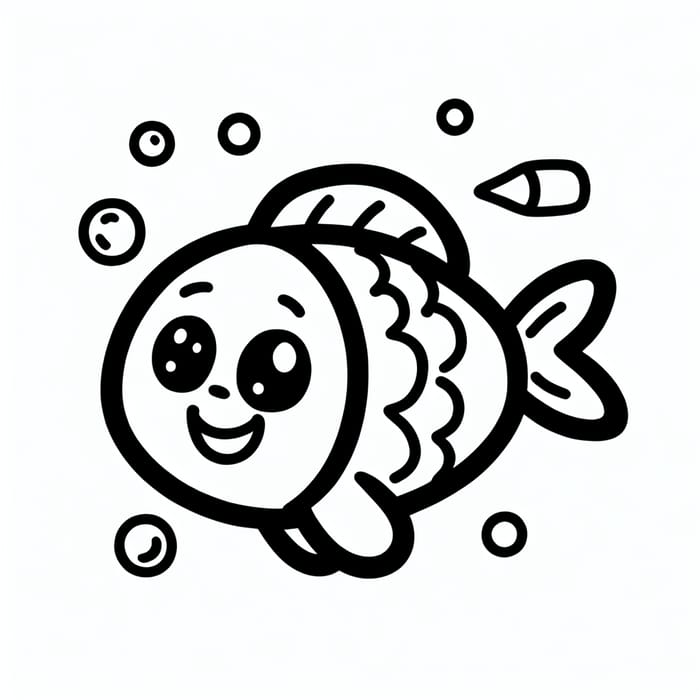 Classic Playful Fish Cartoon for Kids Coloring