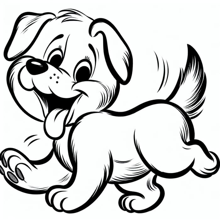 Playful Dog Coloring Page for Kids | Classic Children's Book Style