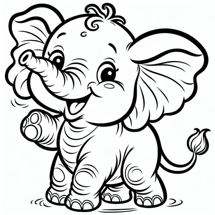 Vintage Elephant Coloring Page | Classic Children's Book Illustration Fun