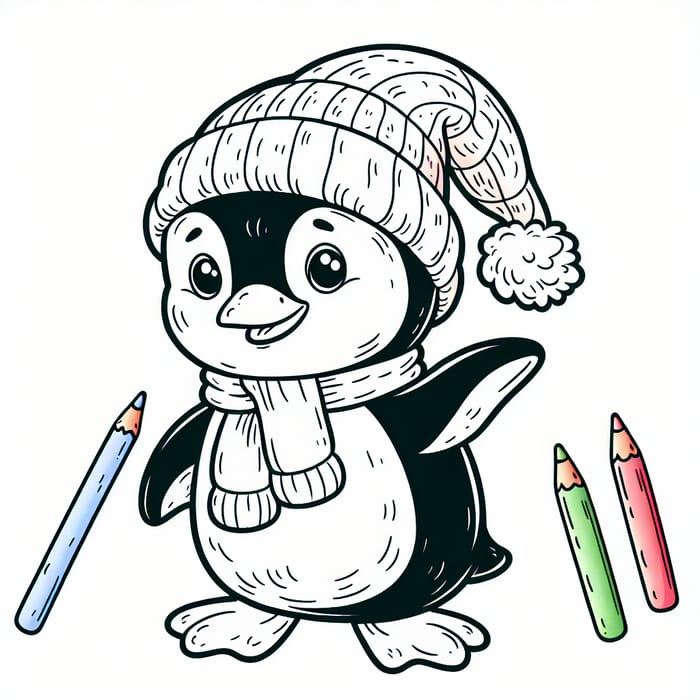 Cute Penguin Coloring Fun for Kids - Classic Illustration