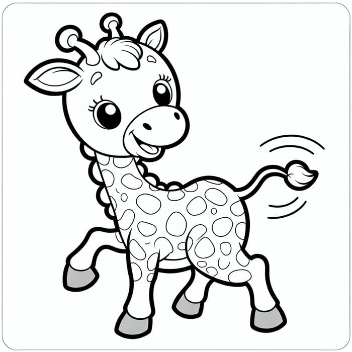 Cute Giraffe Coloring Book Page for Kids