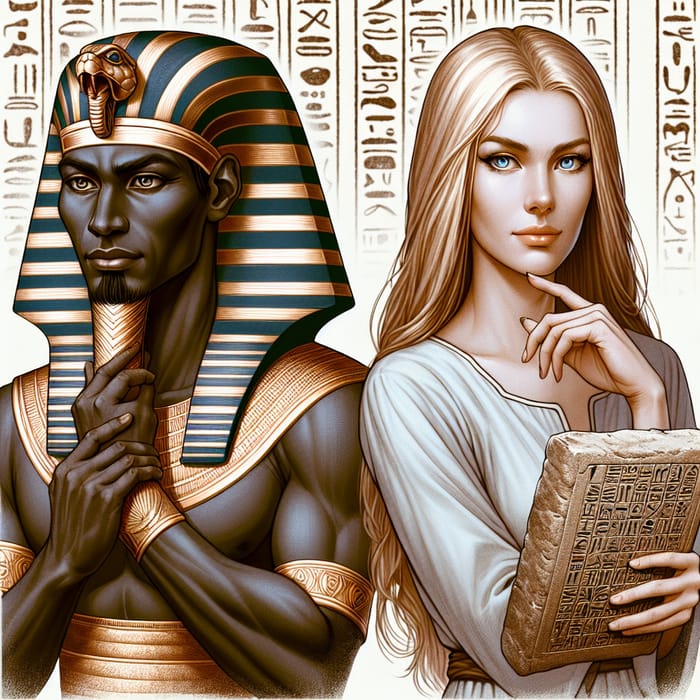 Ancient Egyptian Pharaoh with Blonde Woman