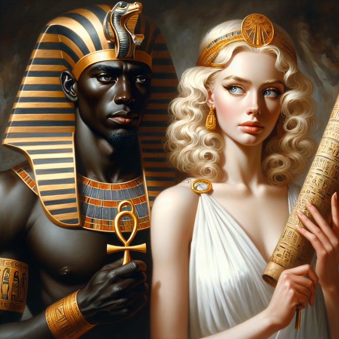 Ancient Egypt Pharaoh and Blonde Woman Scene