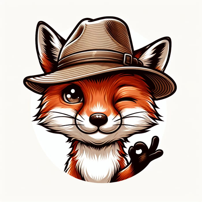 Cute Fox in Stylish Hat | Adorable Winking & Playful Paw