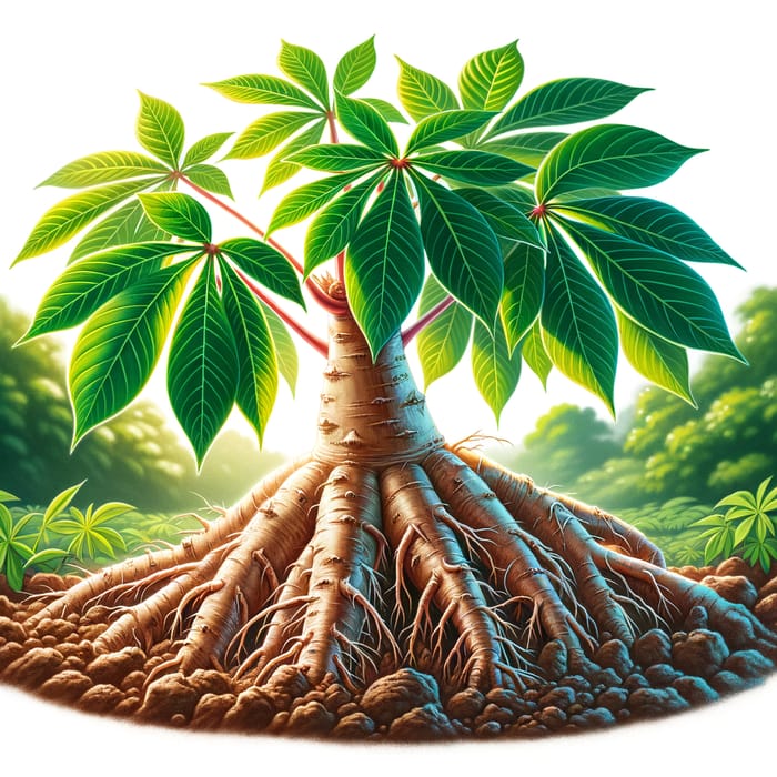 Vibrant Cassava Roots: Healthy Growth and Rich Soil
