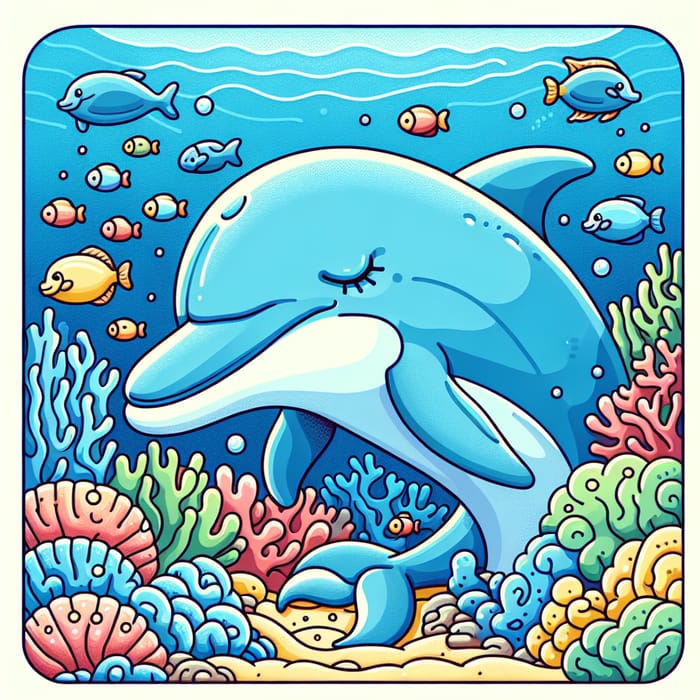 Serenic Dolphin Sleeping in Ocean with Open Eye